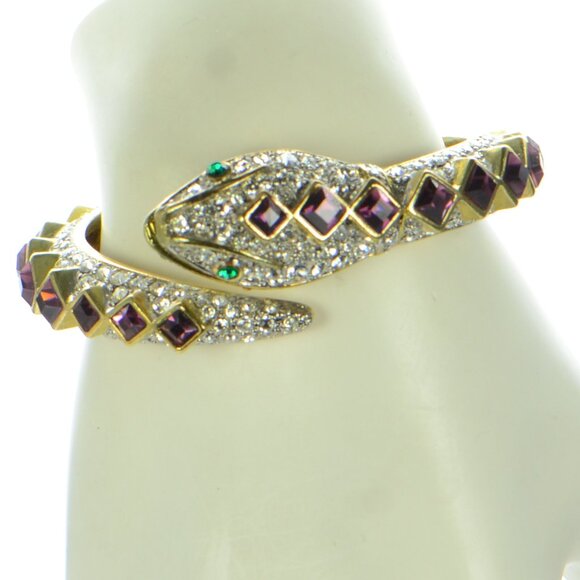 Vintage Kenneth Jay Lane Crystal Snake Bracelet - Picture 1 of 11